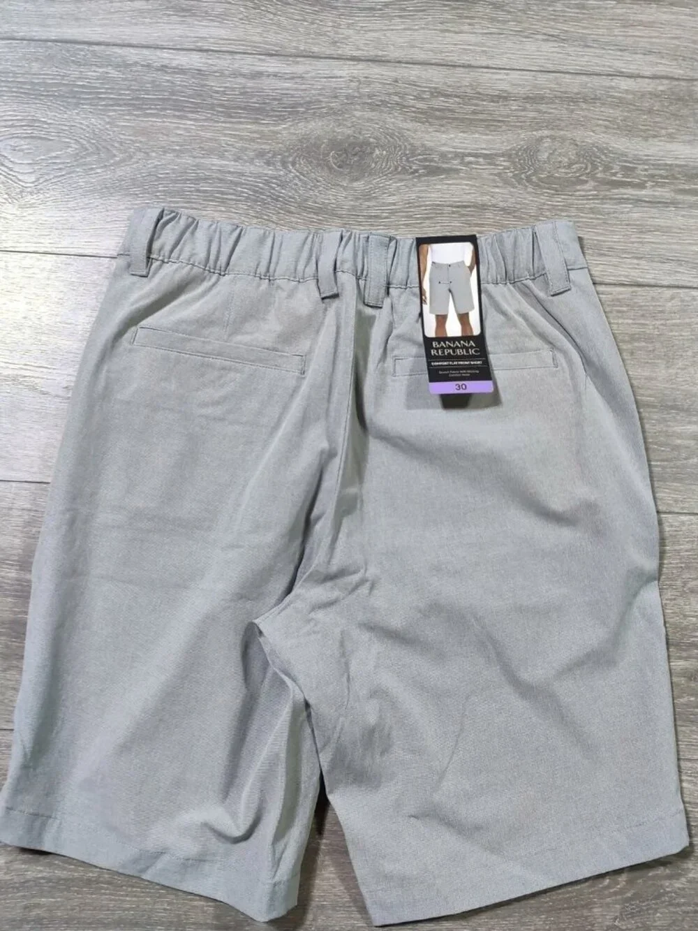 NEW Banana Republic Mens Flat Front Shorts Comfort Waist 30 NWT Gray Stretch